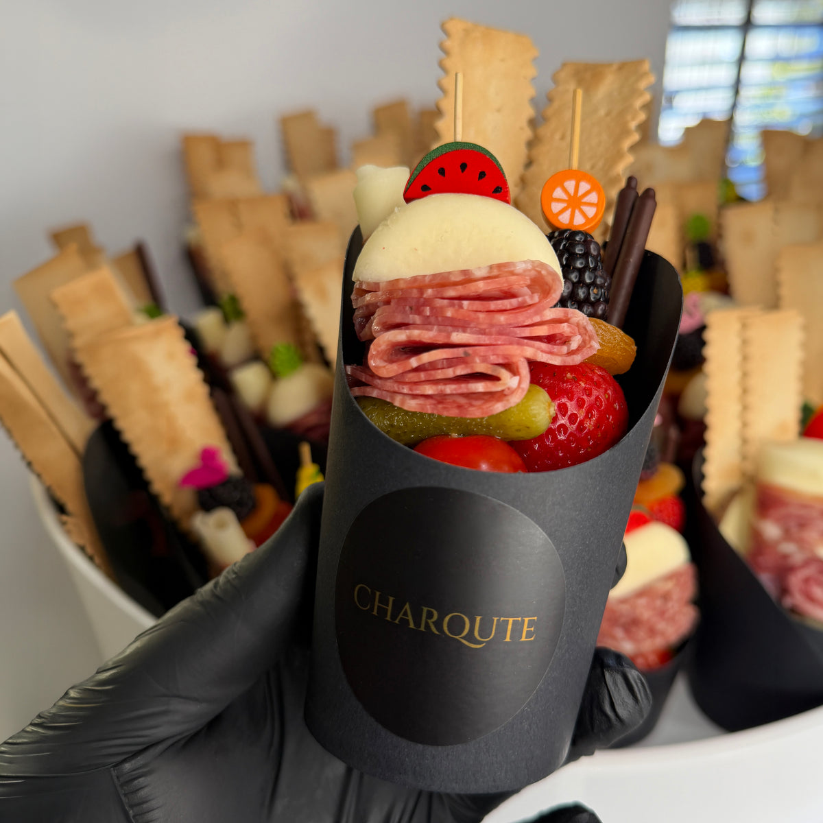 Elegantly presented charcuterie cup perfect for events and corporate gifting – Charqute Los Angeles