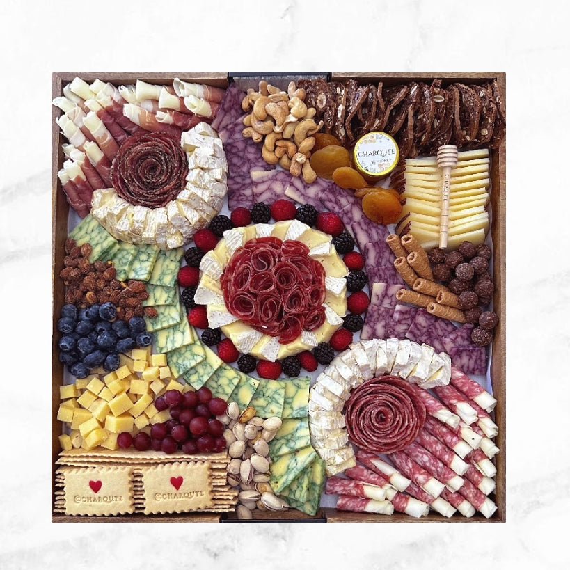 Large Square Lazy Susan Charcuterie Board - Charqute
