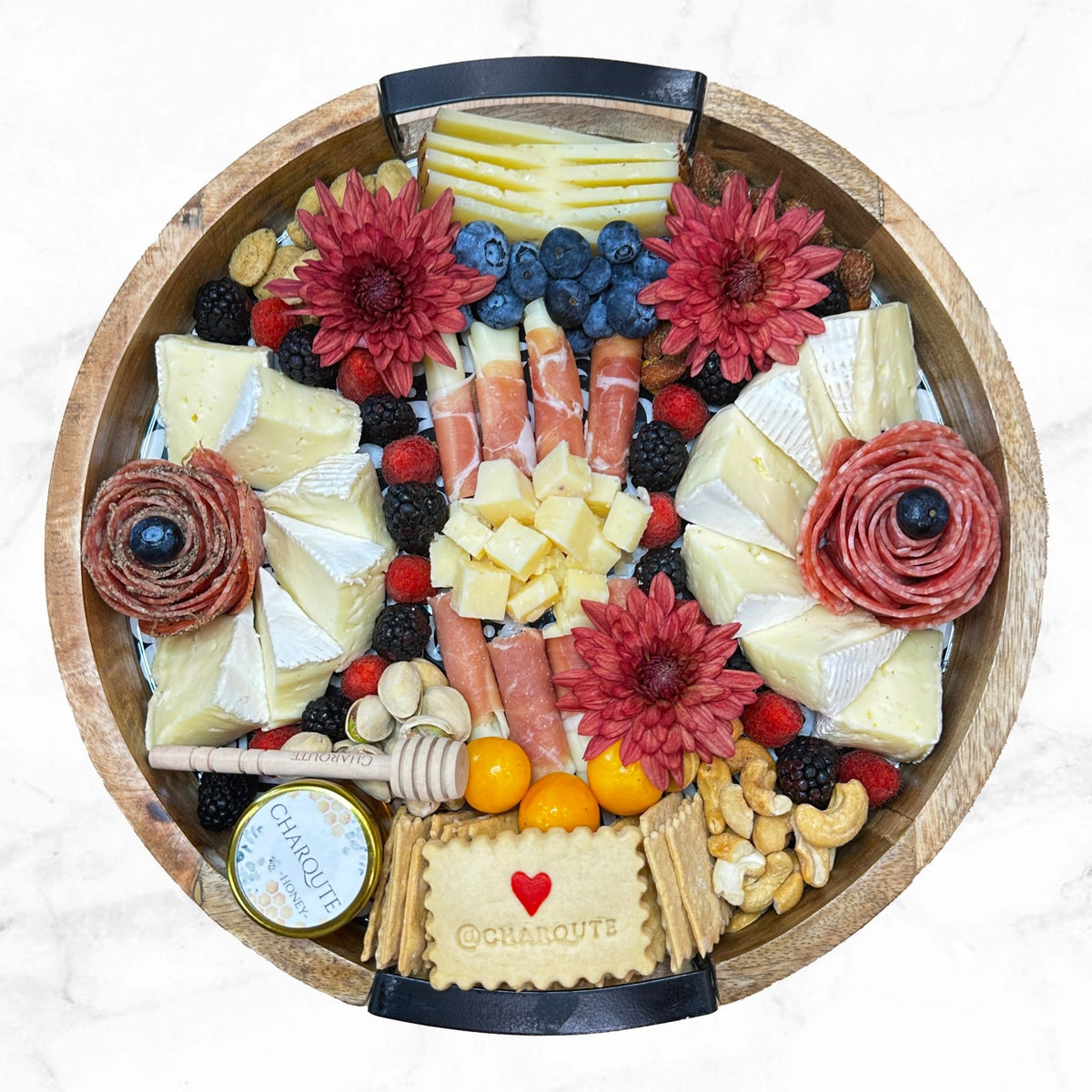 Small Round Lazy Susan Charcuterie Board - Charqute