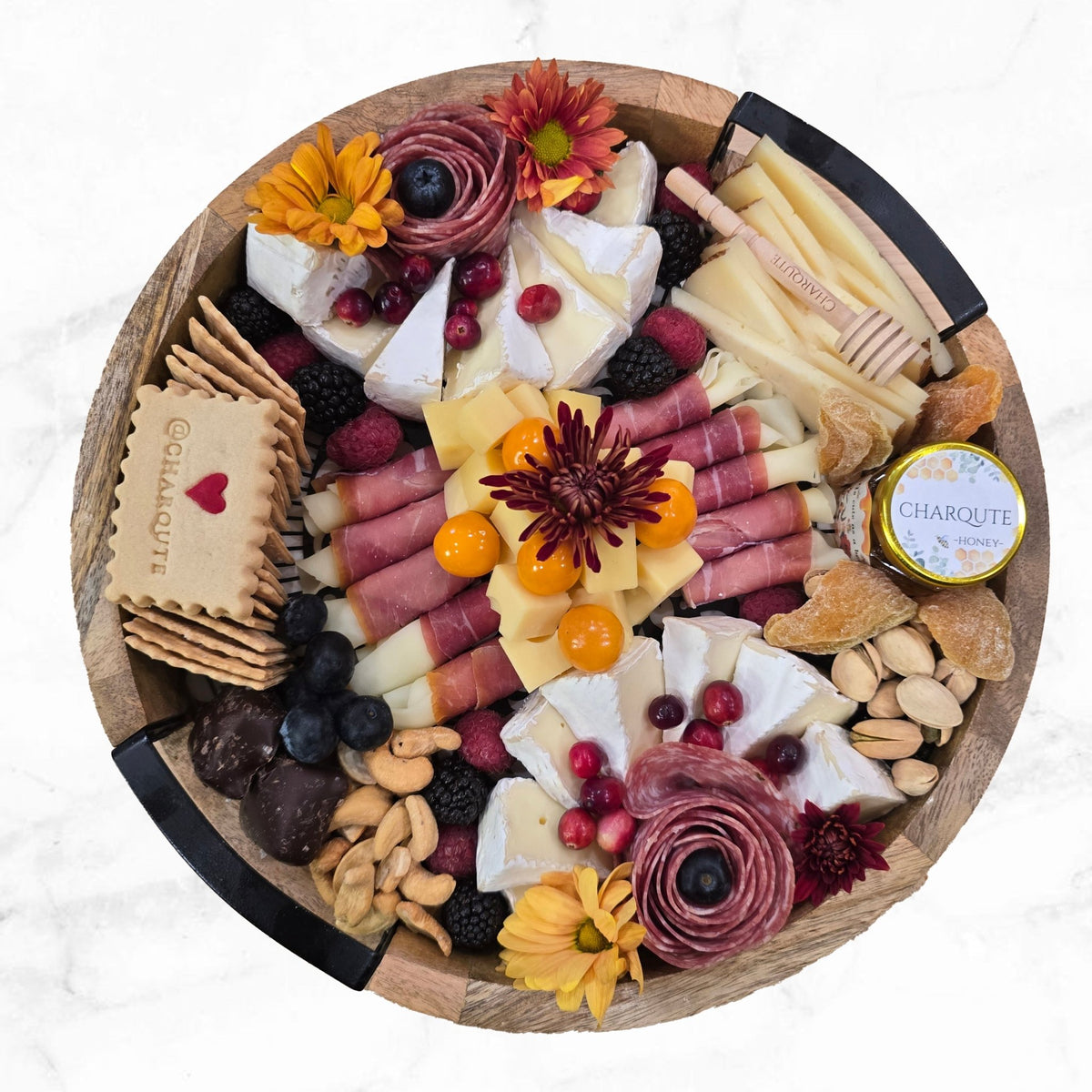 Small Round Lazy Susan Charcuterie Board - Charqute