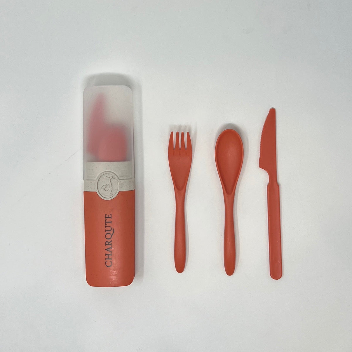 Charqute Yellow Reusable Cutlery Set - Eco-Friendly Biodegradable Fork Spoon Knife in Case