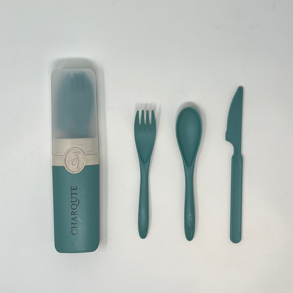 Charqute Yellow Orange Reusable Cutlery Set - Eco-Friendly Biodegradable Utensils in Case