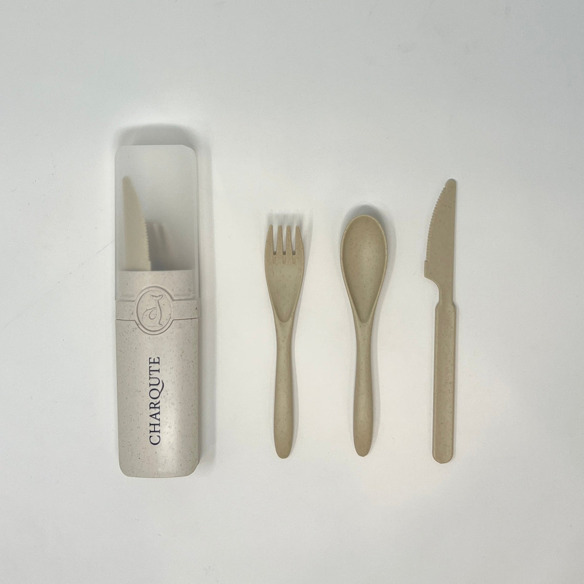 Charqute Reusable Cutlery Set Out of Case - Eco-Friendly Biodegradable Fork Spoon Knife