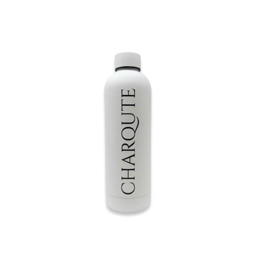 Charqute White Insulated Water Bottle 25oz - BPA-Free Stainless Steel Charcuterie Brand