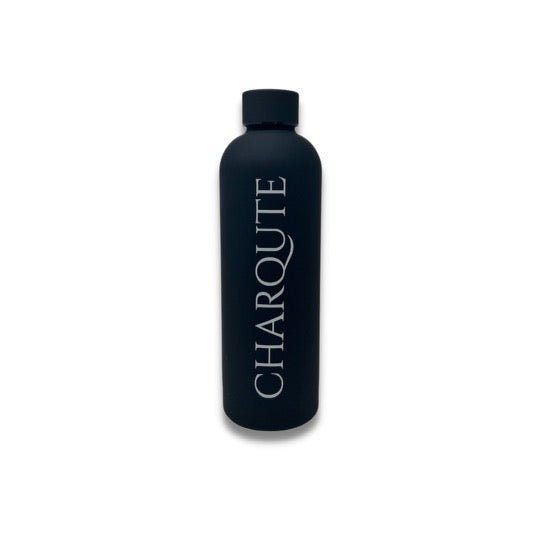 Charqute Black Insulated Water Bottle 25oz - BPA-Free Stainless Steel Charcuterie Brand