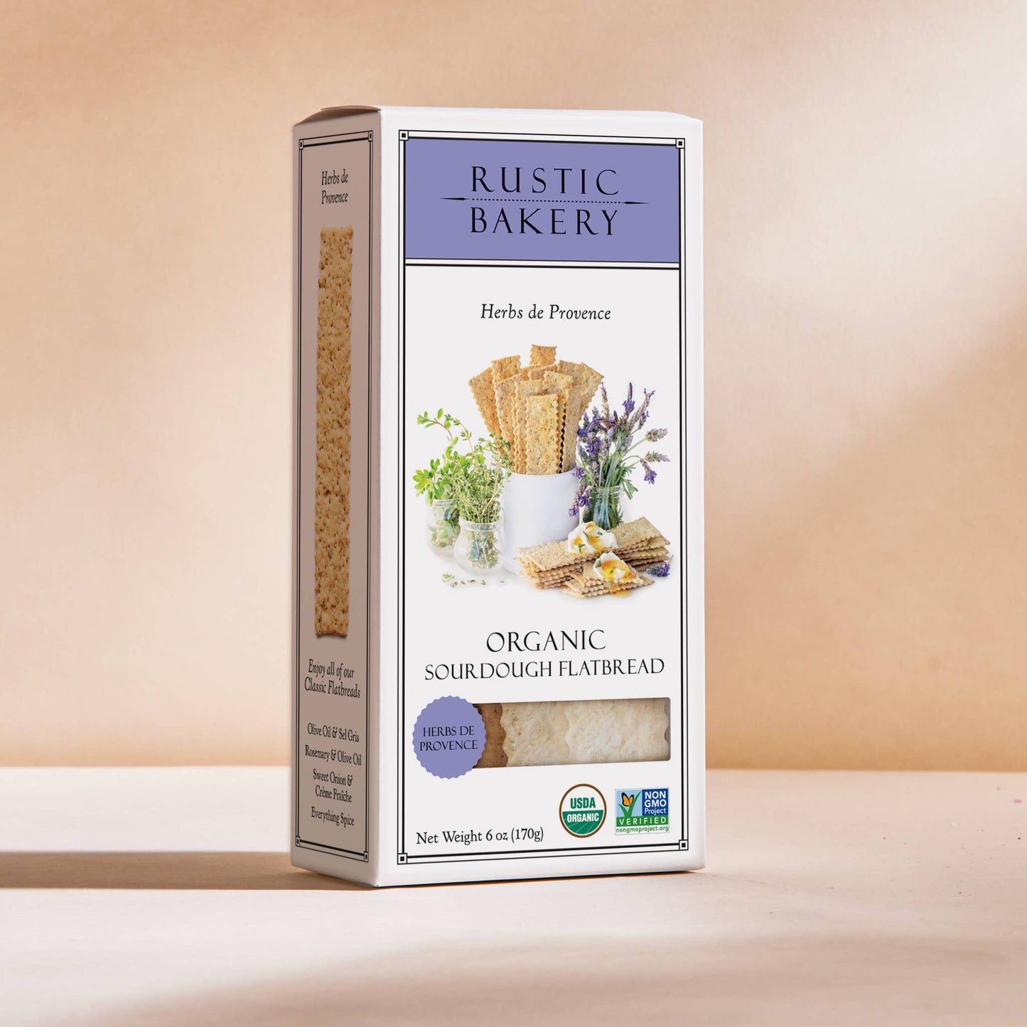 Herbs de Provence Organic Sourdough Flatbread Crackers Close-Up - Artisan Charcuterie Pairing