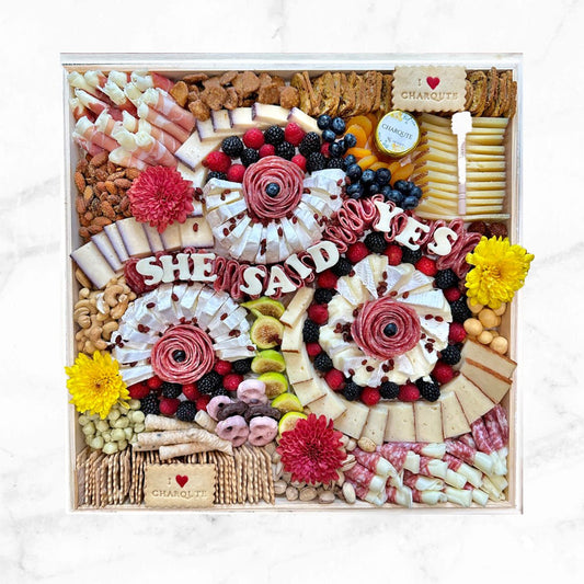 Large Square Lazy Susan Charcuterie Board - Charqute